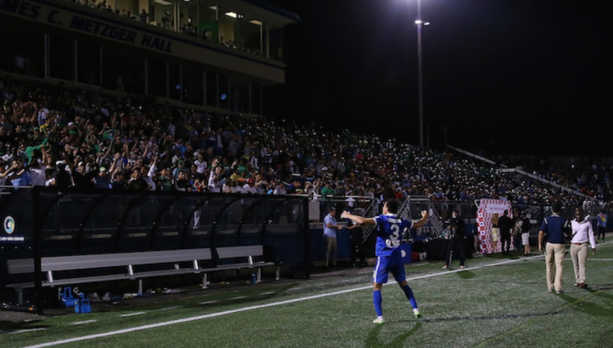 The Cosmos celebrate following their win vs. NYCFC