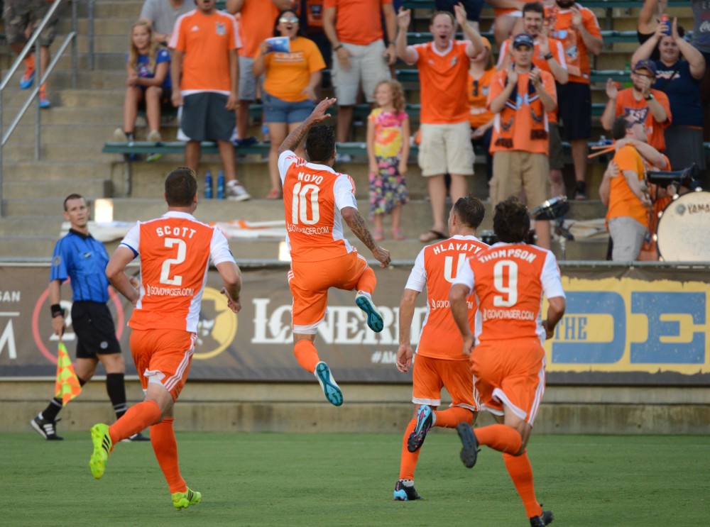 Nacho Novo Celebrates After Scoring (Photo: Carolina Railhawks)