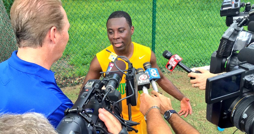 Feddy Adu talks to media at Rowdies training (Photo: Tampa Bay Rowdies)