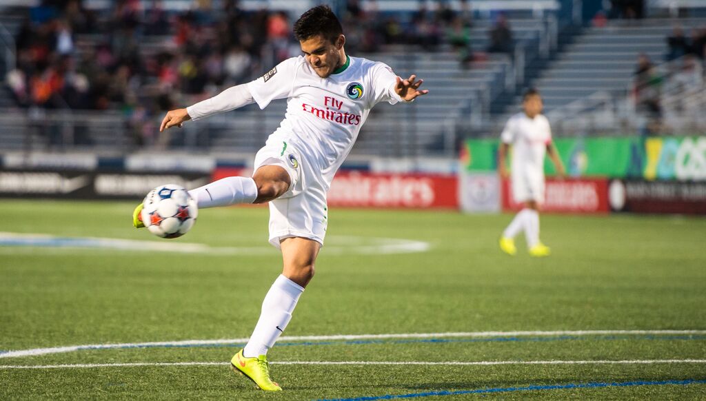 Andres Flores connects on a shot (Photo Credit: NY Cosmos)